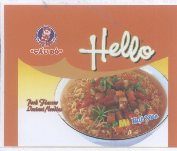 Mẫu nhãn hiệu RED BEAR Gấu đỏ HELLO Mì thịt xào