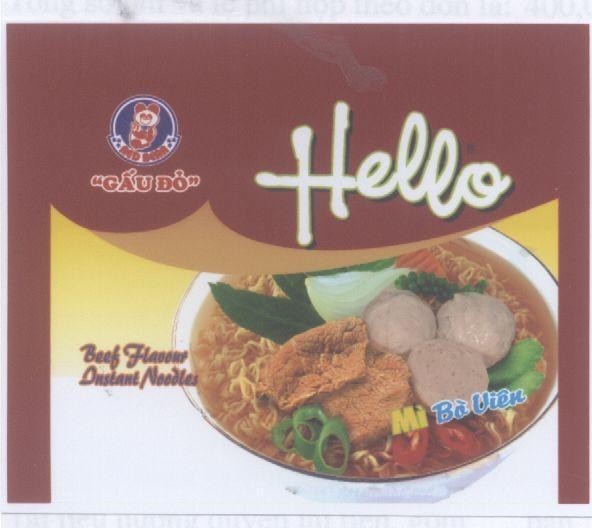 Mẫu nhãn hiệu RED BEER Gấu đỏ HELLO Mì bò viên