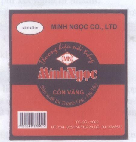 Mẫu nhãn hiệu MN MINH NGOC CON VANG