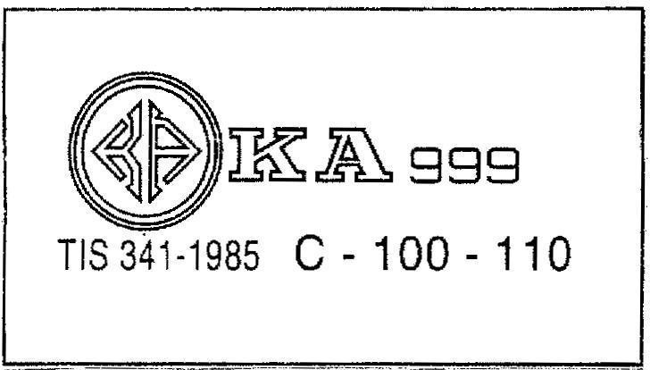 Mẫu nhãn hiệu KA 999 TIS