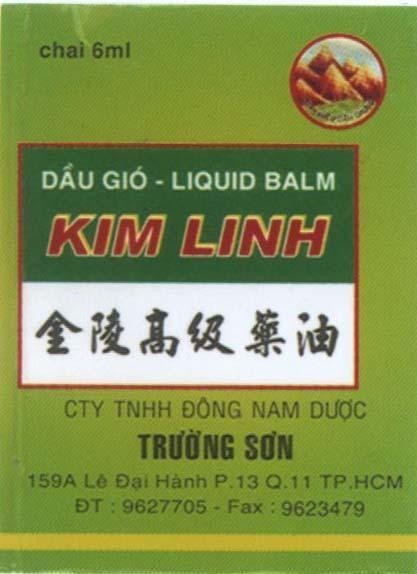 Mẫu nhãn hiệu KIM LINH TRƯờNG SƠN ĐÔNG NAM DƯợC DầU GIó LIQUID BALM