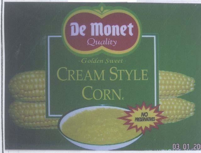Mẫu nhãn hiệu DE MONET CREAM STYLE CORN GOLDEN SWEET