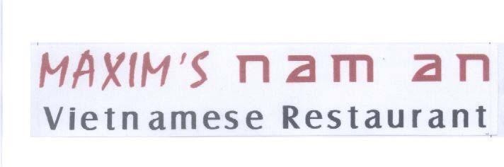 Mẫu nhãn hiệu MAXIM'S NAM AN VIETNAMESE RESTAURANT