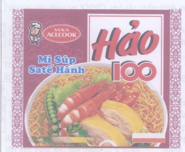 Mẫu nhãn hiệu VINA ACECOOK HảO 100 Mì Súp SaTế Hành