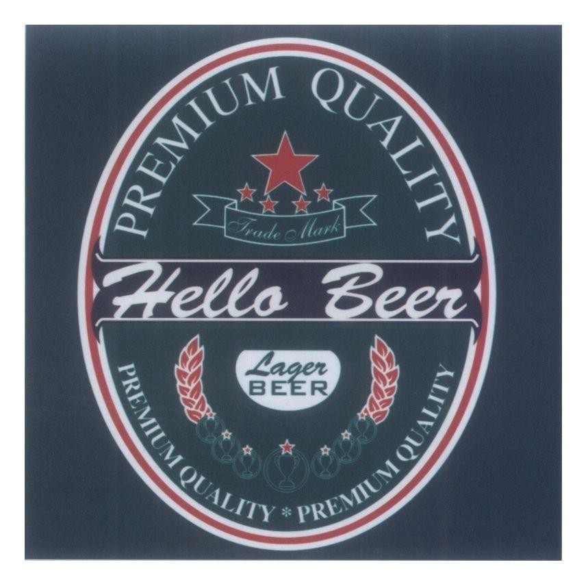 Mẫu nhãn hiệu HELLO BEER LAGER BEER PREMIUM QUALITY