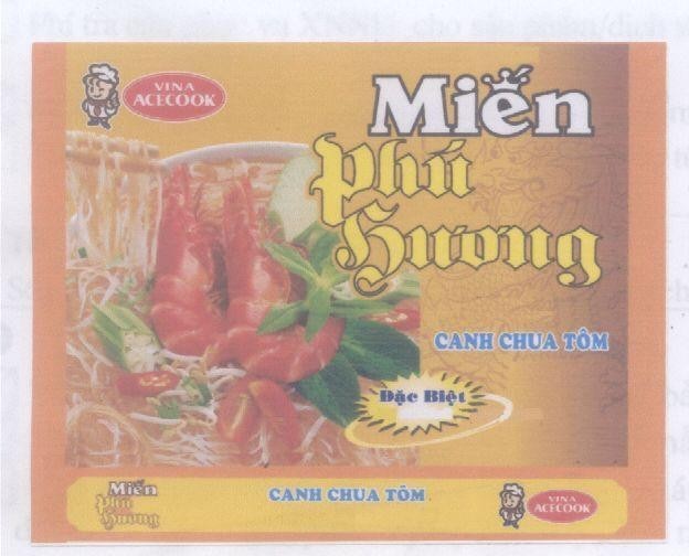 Mẫu nhãn hiệu VINA ACECOOK Phú Hương canh chua tôm Miến