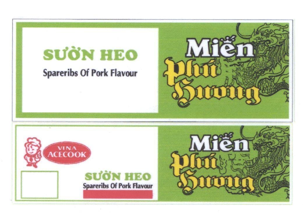 Mẫu nhãn hiệu Phú Hương VINA ACECOOK Sườn heo Miến