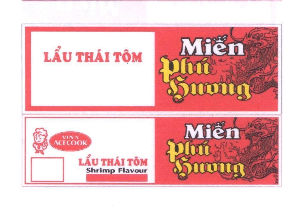 Mẫu nhãn hiệu Phú Hương VINA ACECOOK Lẩu thái tôm Miến