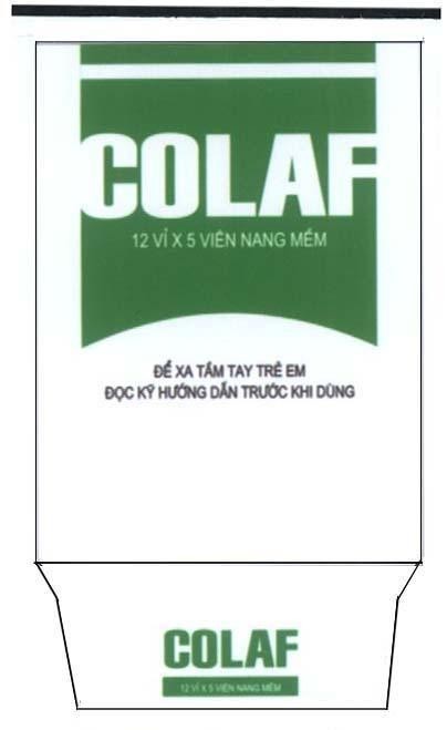 Mẫu nhãn hiệu COLAF 12 Vỉ 5 Viên Nang Mềm ĐÊ XA TÂM TAY TRE EM ĐOC KY HƯƠNG DÂN TRƯƠC KHI DUNG