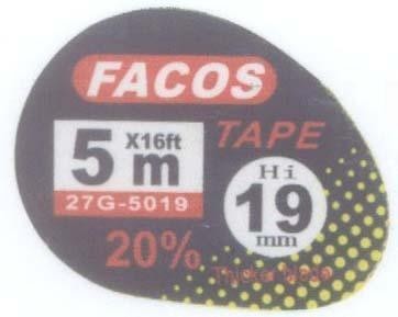 Mẫu nhãn hiệu FACOS TAPE THICKER BLADE