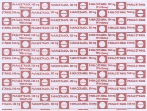 Mẫu nhãn hiệu Winthrop PARACETAMOL 500MG