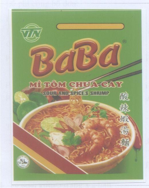 Mẫu nhãn hiệu VTN BABA Mì Tôm Chua cay [suan la xia tang mian]