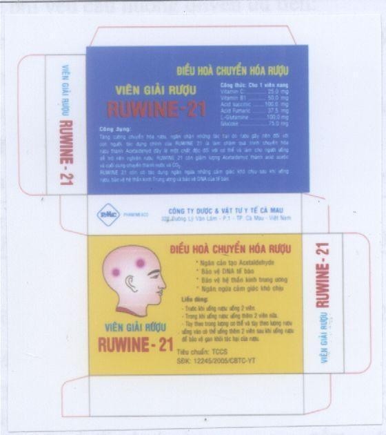 Mẫu nhãn hiệu RUWINE 21 PMC PHAMIMEXCO PMC Cà MAU
