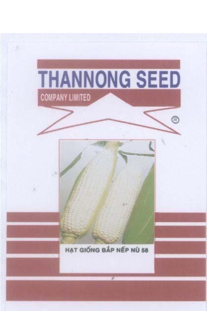Mẫu nhãn hiệu THANNONG SEED COMPANY LIMITED hạt giống bắp nếp nù 58