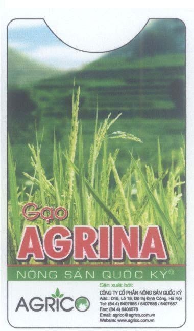 Mẫu nhãn hiệu AGRINA AGRICO Quốc Kỳ Nông Sản Gạo