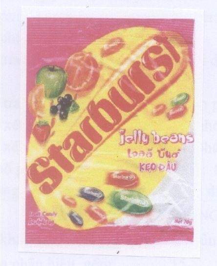 Mẫu nhãn hiệu STARBURST JELLY BEANS KẹO DÂU
