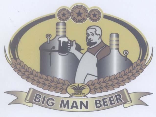 Mẫu nhãn hiệu BIG MAN BEER DRAUGHT BEER YELLOW BLACK BROWN