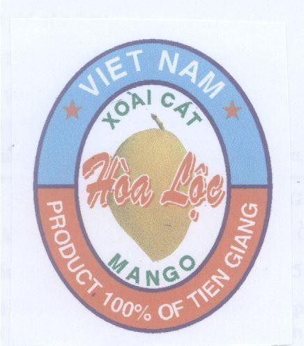 Mẫu nhãn hiệu Hòa Lộc MANGO VIET NAM PRODUCT 100% OF TIEN GIANG Xoài Cát