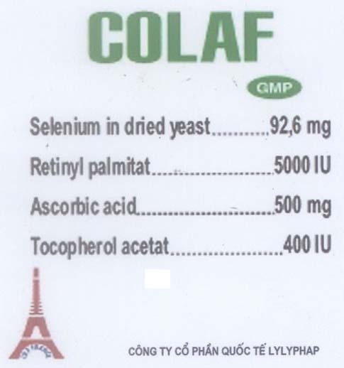 Mẫu nhãn hiệu COLAF LYLYPHAP LILY FRANCE CONG TY CO PHAN QUOC TE