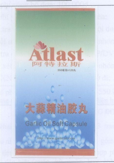 Mẫu nhãn hiệu ATLAST GARLIC OIL SOFT CAPSULE