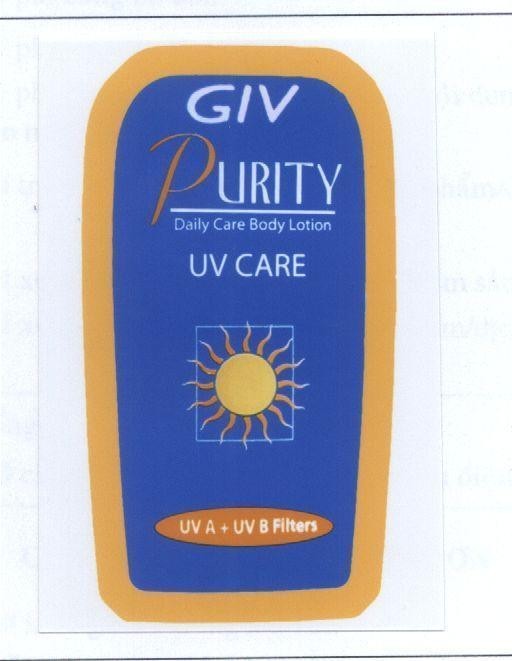 Mẫu nhãn hiệu GIV PURITY UV CARE UV A UV B FILTERS