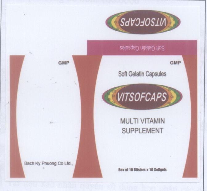 Mẫu nhãn hiệu BACH KY PHUONG VITSOFCAPS GMP SOFT GELATIN CAPSULES CO LTD