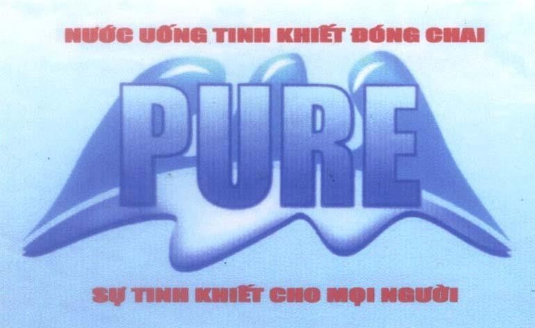 Mẫu nhãn hiệu PURE Sự TINH KHIếT CHO MọI NGƯờI NUOC UONG TINH KHIET DONG CHAI