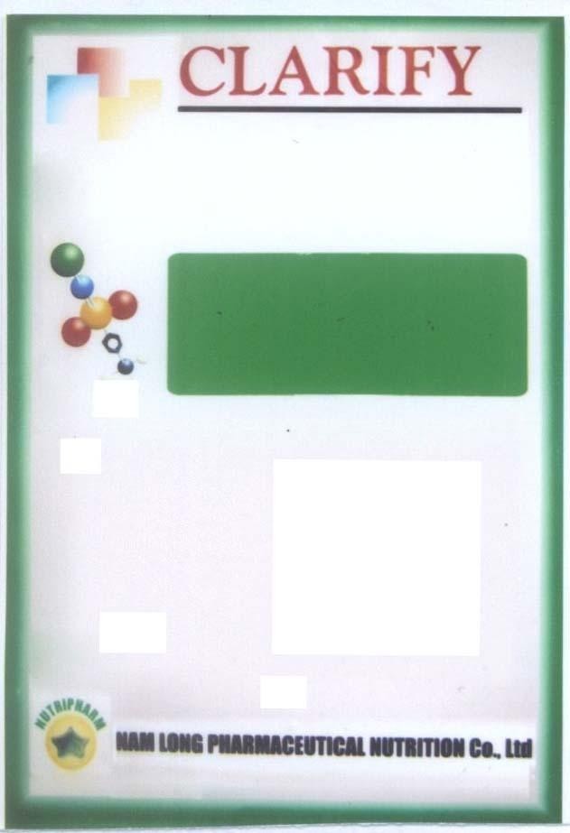 Mẫu nhãn hiệu CLARIFY NUTRIPHARM NAM LONG PHARMACEUTICAL NUTRITION CO.,LTD