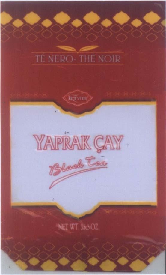 Mẫu nhãn hiệu TE NERO- THE NOIR KERVAN YAPRAK CAY BLACK TEA