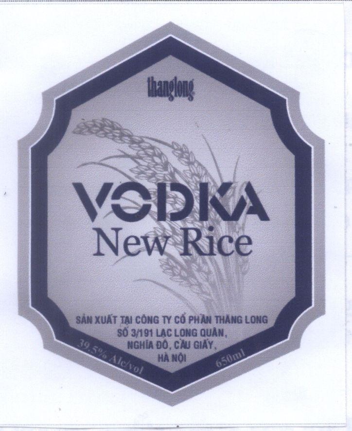 Mẫu nhãn hiệu thanglong VODKA NEW RICE