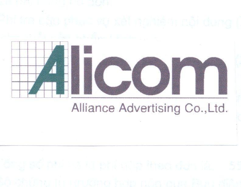 Mẫu nhãn hiệu ALICOM ALLIANCE ADVERTISING CO LTD