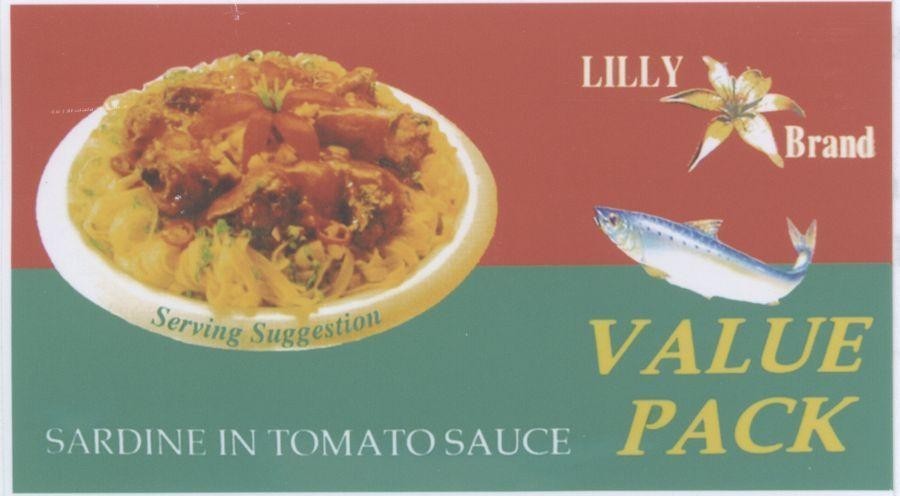 Mẫu nhãn hiệu SARDINE IN TOMATO SAUCE LILLY BRAND VALUE PACK