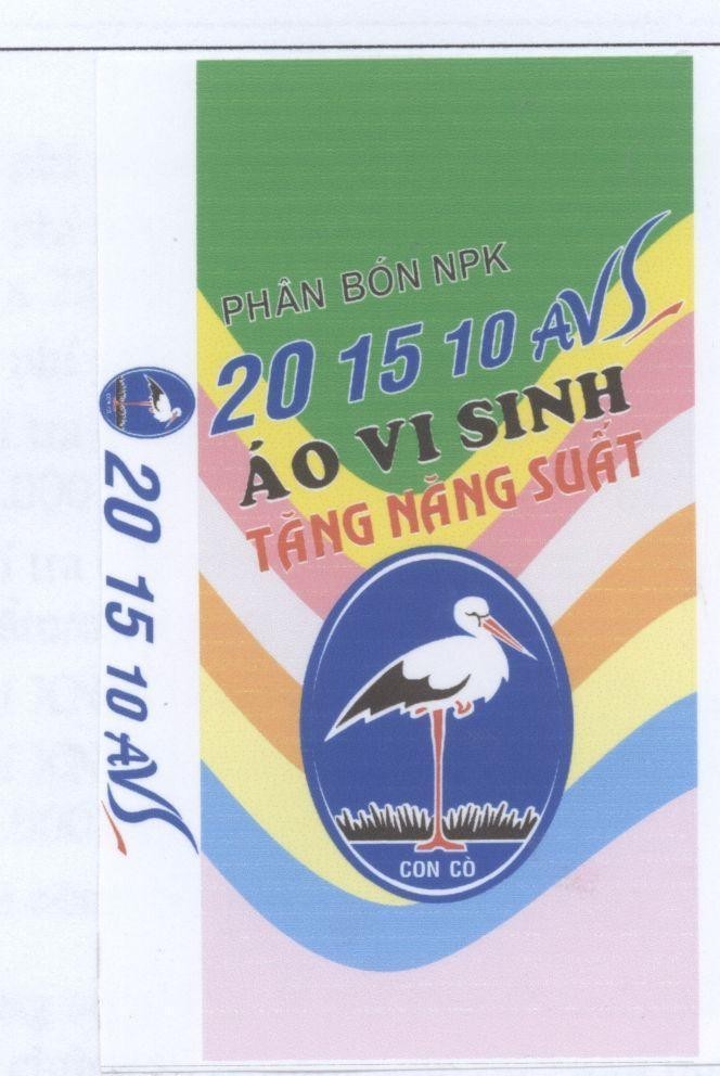 Mẫu nhãn hiệu Phân bón NPK Con Cò V AVS áo Vi Sinh Tăng Năng Suất