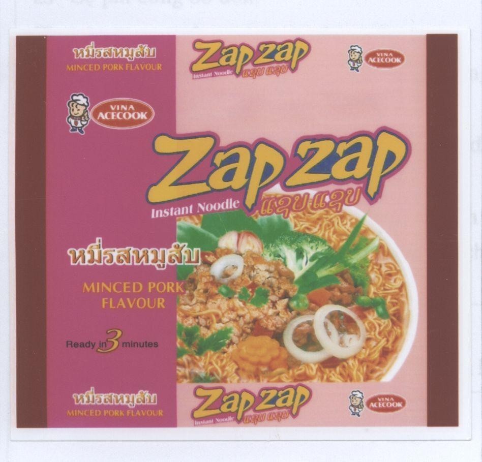 Mẫu nhãn hiệu ZAP ZAP VINA ACECOOK