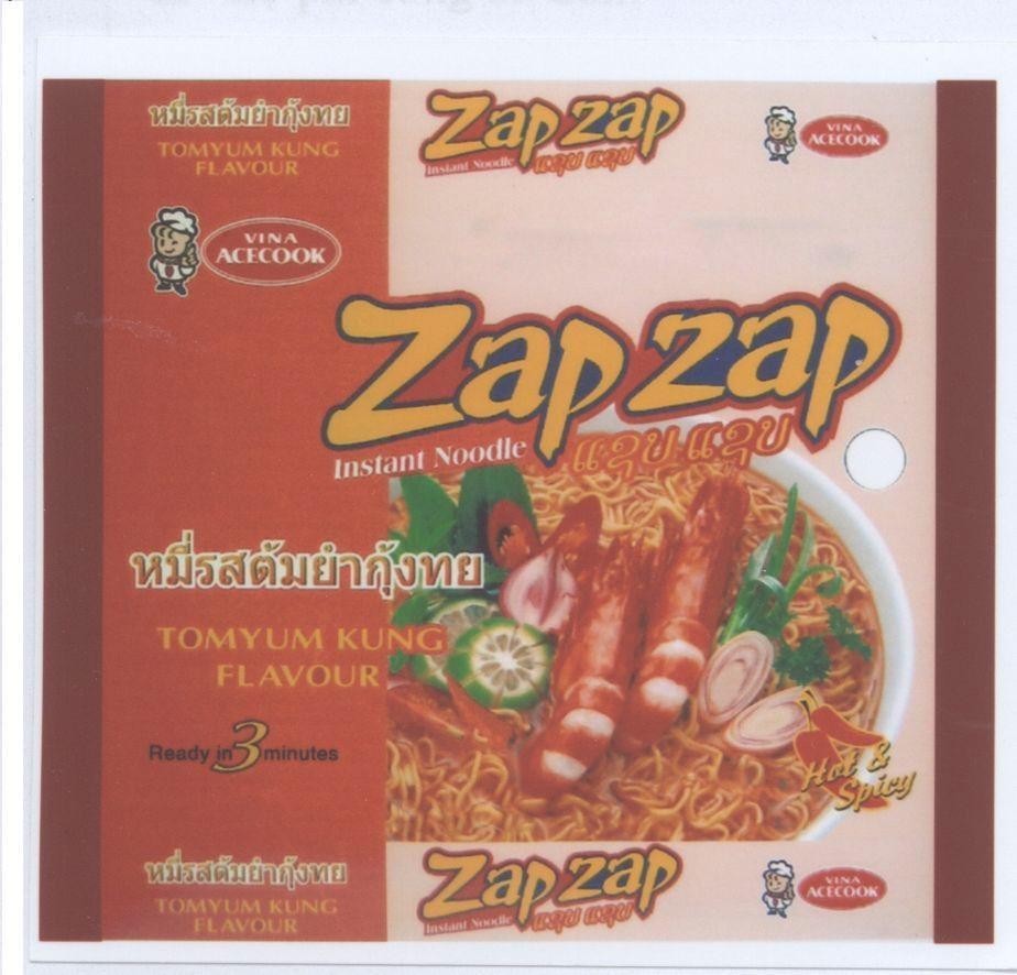 Mẫu nhãn hiệu ZAP ZAP VINA ACECOOK