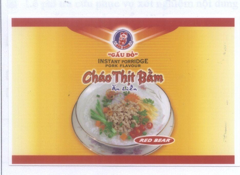 Mẫu nhãn hiệu RED BEAR Gấu Đỏ Cháo thịt bằm ăn liền