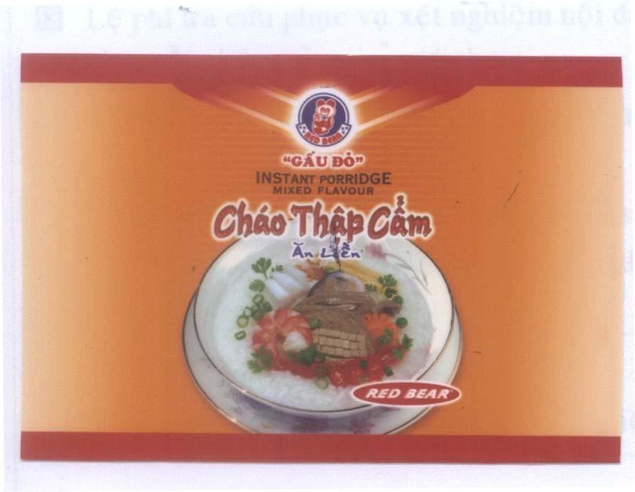 Mẫu nhãn hiệu RED BEAR Gấu Đỏ Cháo thập cẩm ăn liền
