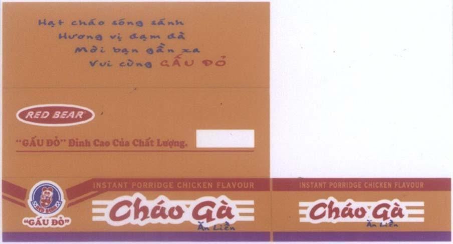 Mẫu nhãn hiệu RED BEAR Gấu Đỏ Cháo gà