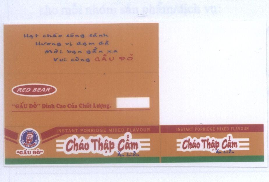 Mẫu nhãn hiệu RED BEAR Gấu Đỏ Cháo thập cẩm