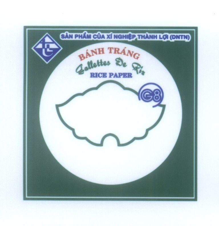 Mẫu nhãn hiệu TL Thành Lợi Bánh Tráng GALLETTES DE RIZ RICE PAPER G8