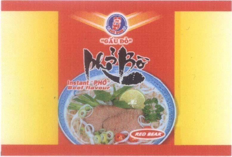 Mẫu nhãn hiệu RED BEAR Gấu Đỏ Phở Bò