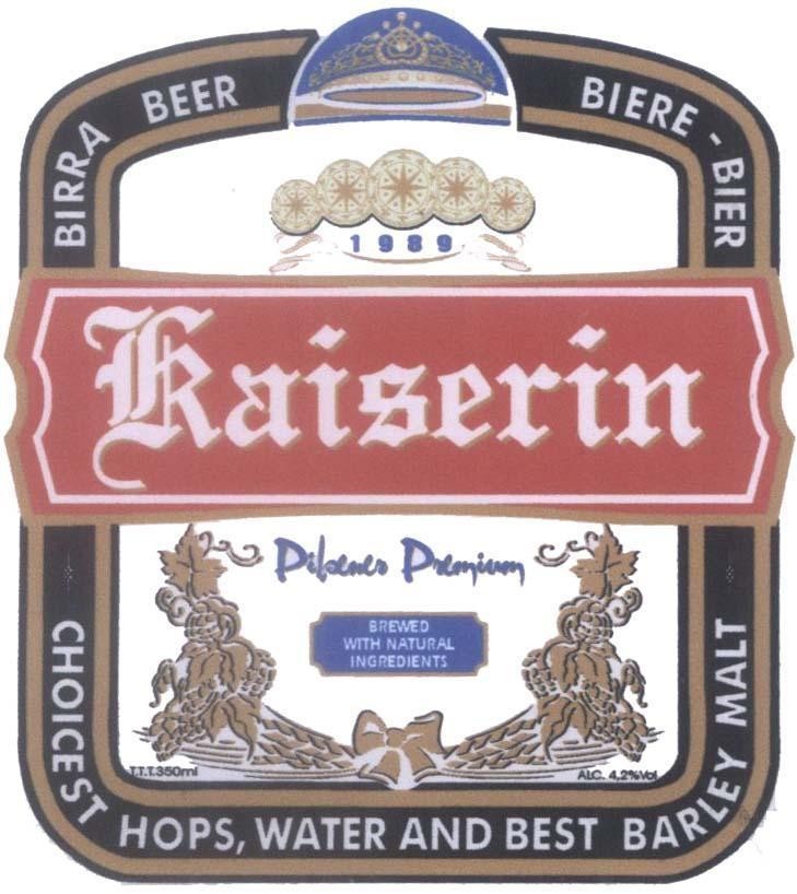 Mẫu nhãn hiệu KAISERIN PILSENER PREMIUM BIRRA BIER