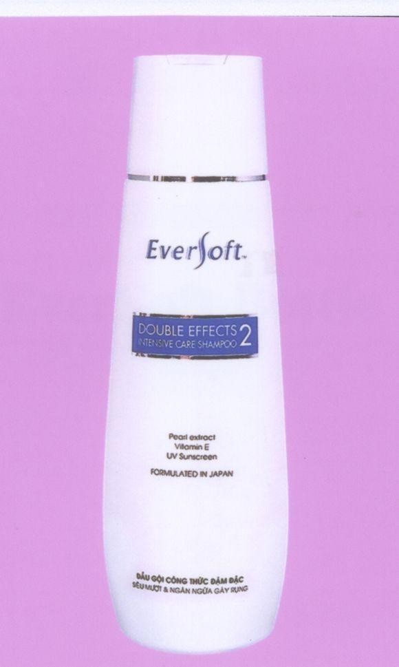 Mẫu nhãn hiệu EVERSOFT DOUBLE EFFECTS INTENSIVE CARE SHAMPOO 2 Pearl extract UV Sunscreen FORMULATED IN JAPAN Dầu gội công thức đậm đặc