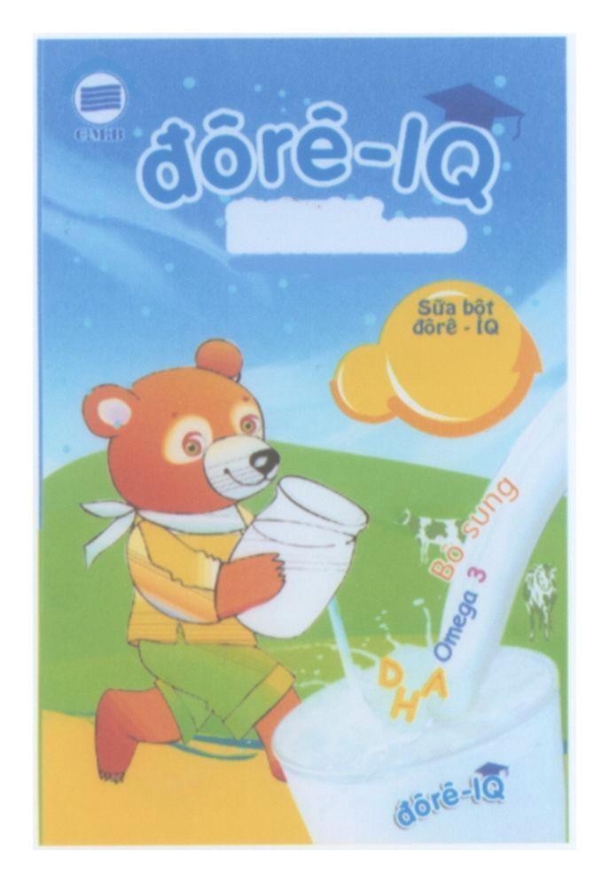 Mẫu nhãn hiệu ĐÔRÊ-IQ sữa bột đôrê-IQ bổ sung omega 3 DHA C.M.B