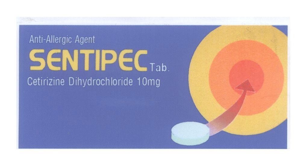 Mẫu nhãn hiệu ANTI ALLERGIC AGENT SENTIPEC CETIRIZINE DIHYDROCHLORIDE