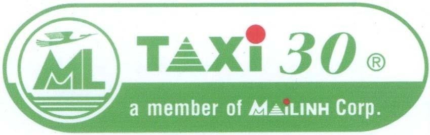 Mẫu nhãn hiệu ML TAXI 30 A MEMBER OF MAILINH CORP
