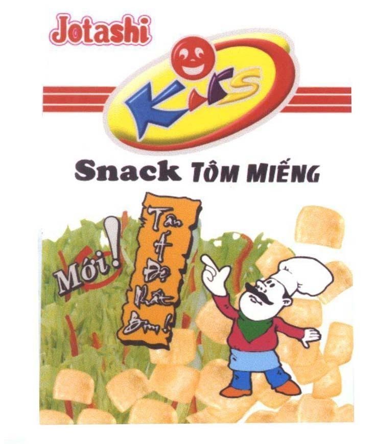 Mẫu nhãn hiệu JOTASHI KIRS SNACK tôm miếng Mới Tân á đệ nhất bim