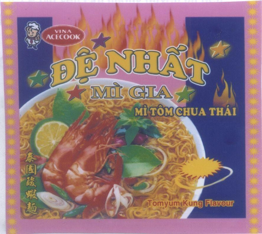 Mẫu nhãn hiệu Đệ Nhất mì gia mì tôm chua thái VINA ACECOOK Tomyum Kung Flavour