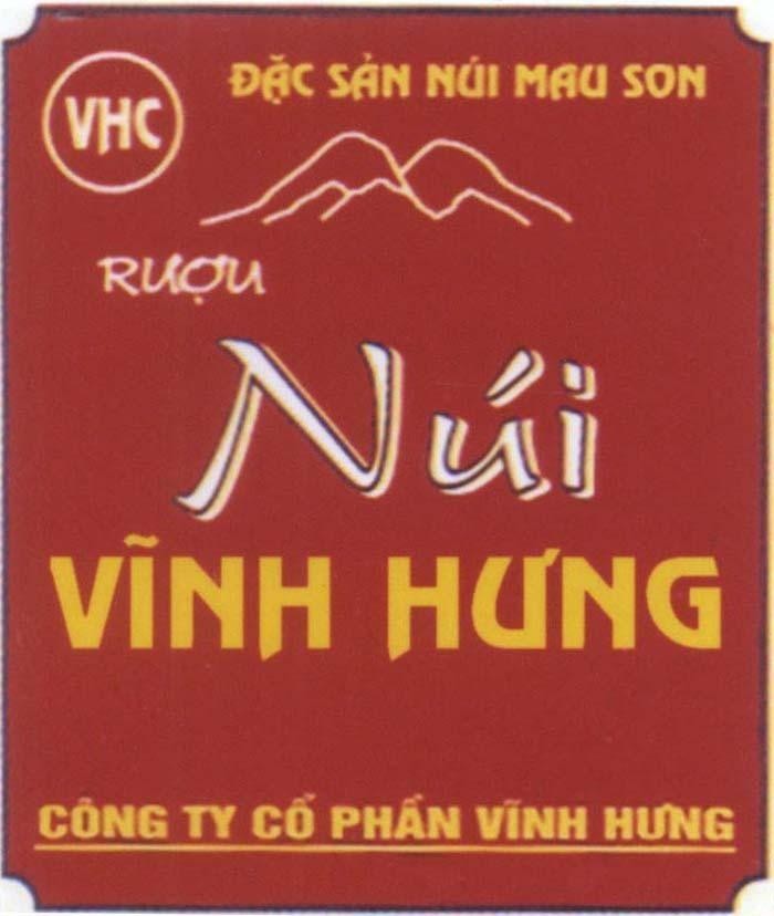 Mẫu nhãn hiệu VHC Đặc sản núi Mau Son rượu núi Vĩnh Hưng
