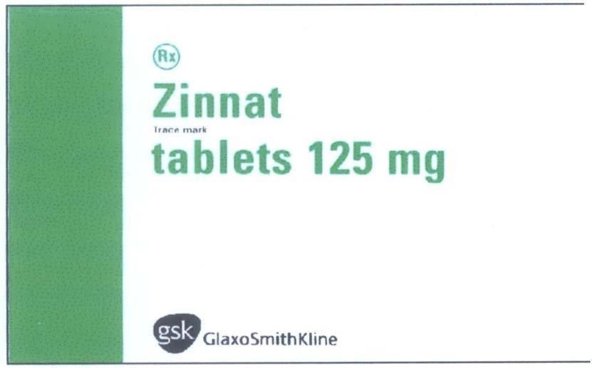 Mẫu nhãn hiệu ZINNAT RX GSK GlaxoSmithKline tablets 125 mg